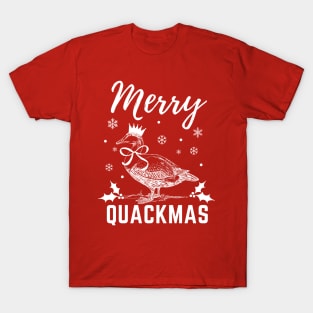 Merry Quackmas, Funny Christmas Duck Pun, Christmas Pyjama, Family Pyjama Design T-Shirt